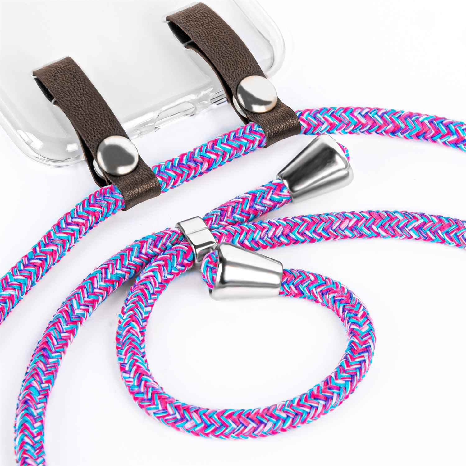 moex Handykette für iPhone 6s Hülle mit Band Free Spirit Pink 4,7 Zoll, Handyhülle zum Umhängen Handyband Kette abnehmbar Handy Umhängeband