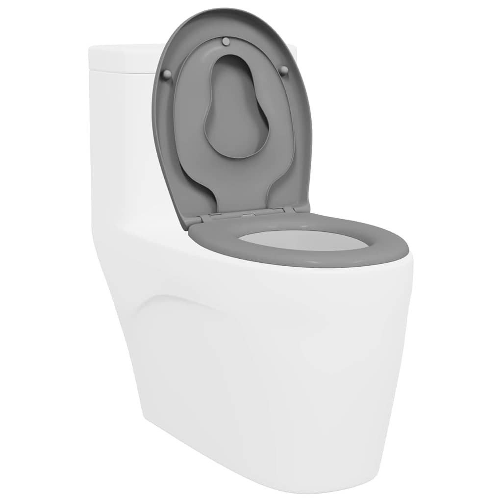 vidaXL WC-Sitz Schnellverschluss-WC-Sitz Grau 44.5 x 37.3 x 4.3 cm Duroplas günstig online kaufen