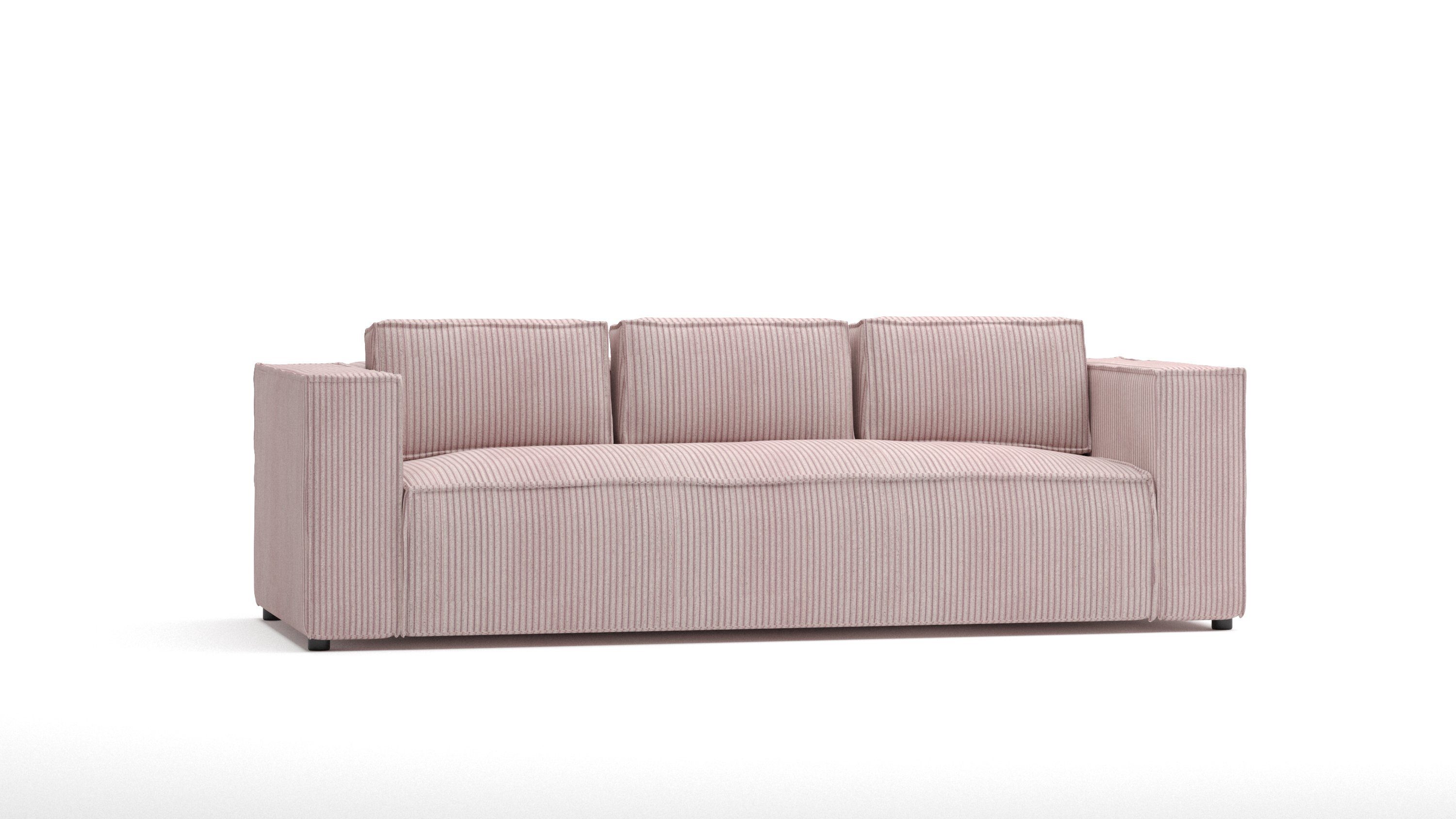 S-Style Möbel 3-Sitzer Cord Renne, Puderrosa Teile, sofa Wellenfederung 1 mit