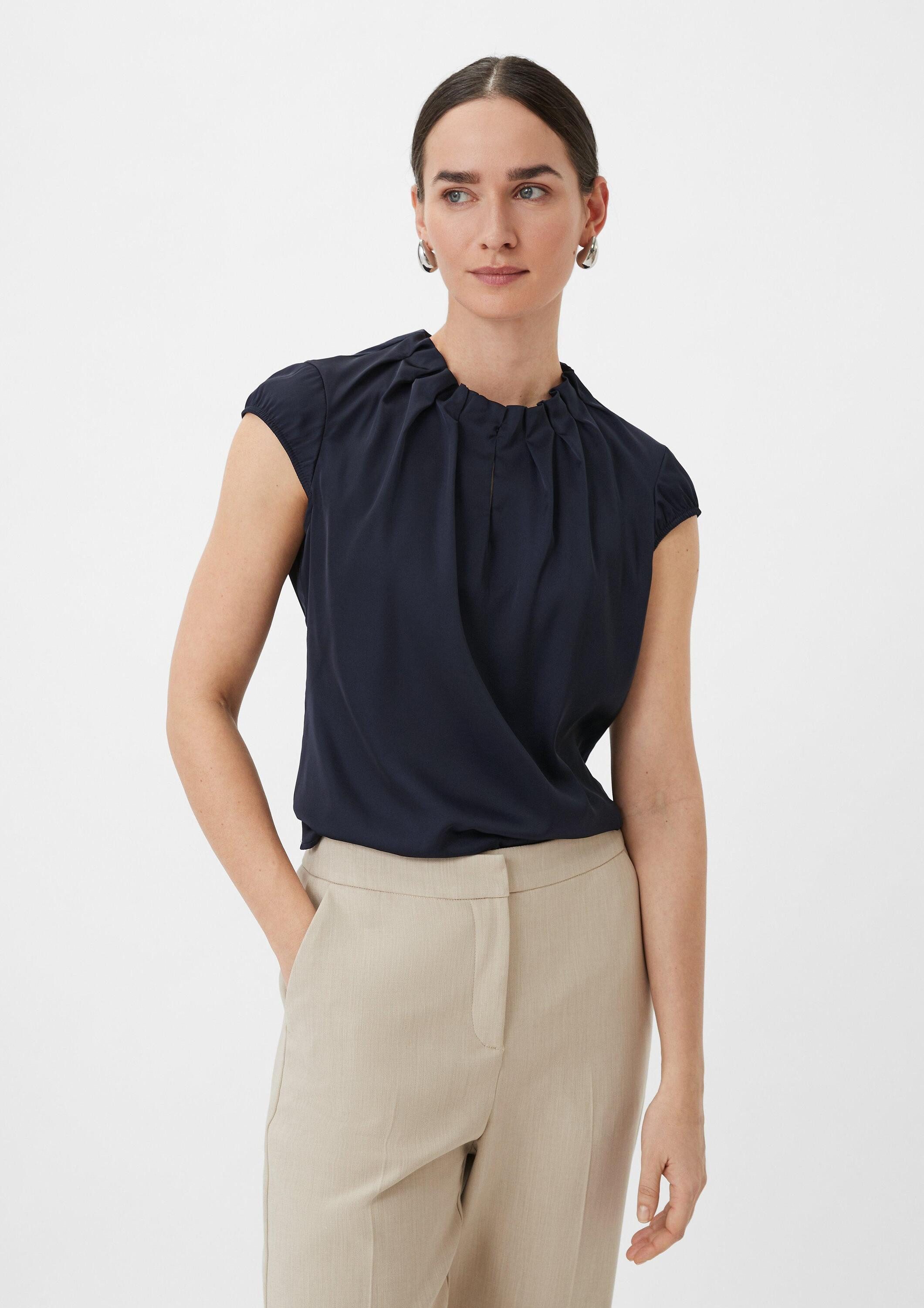 comma Kurzarmbluse Bluse Satinbluse mit Raffung günstig online kaufen