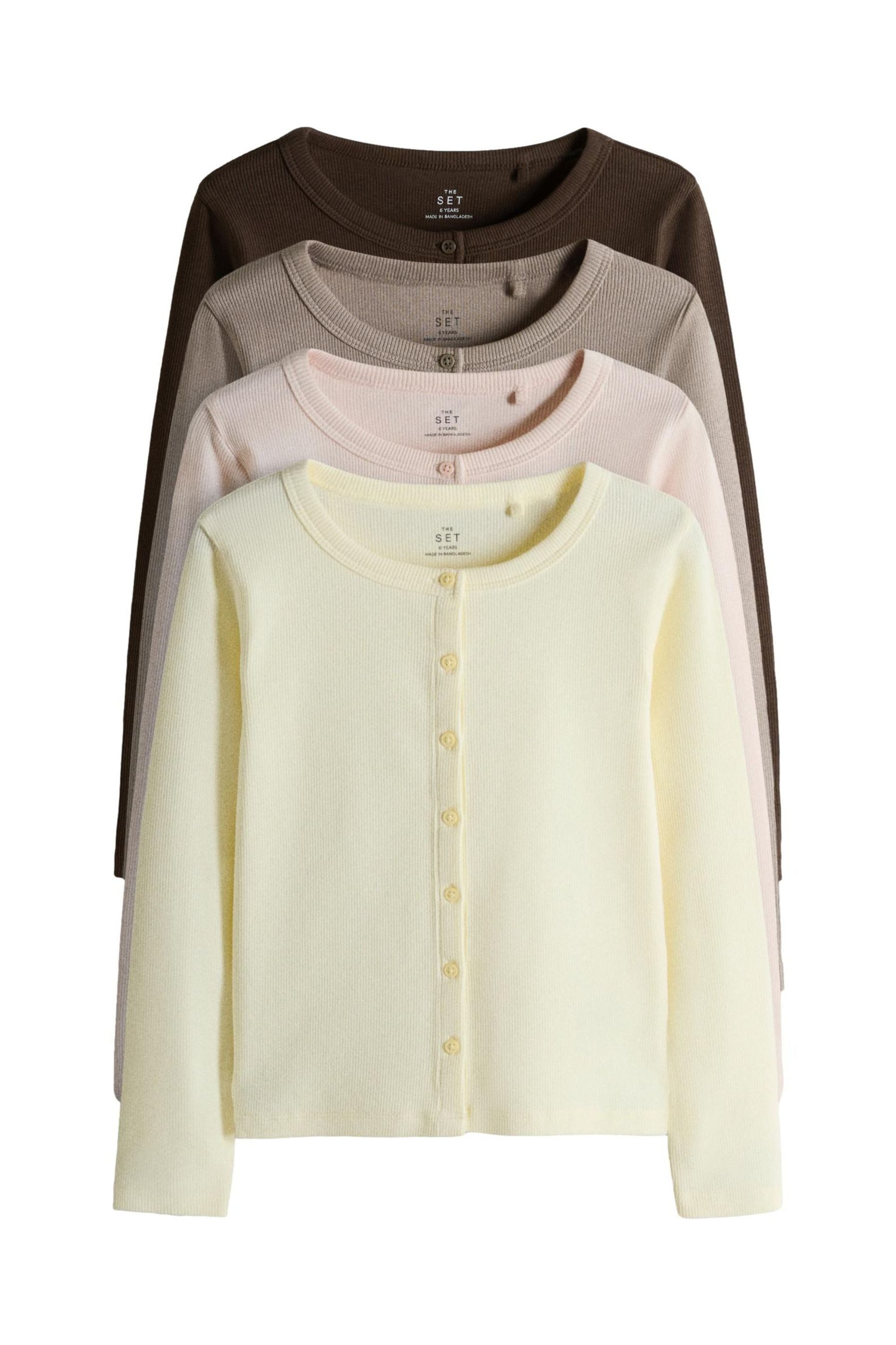 The Set T-Shirt The Set Gerippte Langarmoberteile, 4er-Pack (4-tlg)