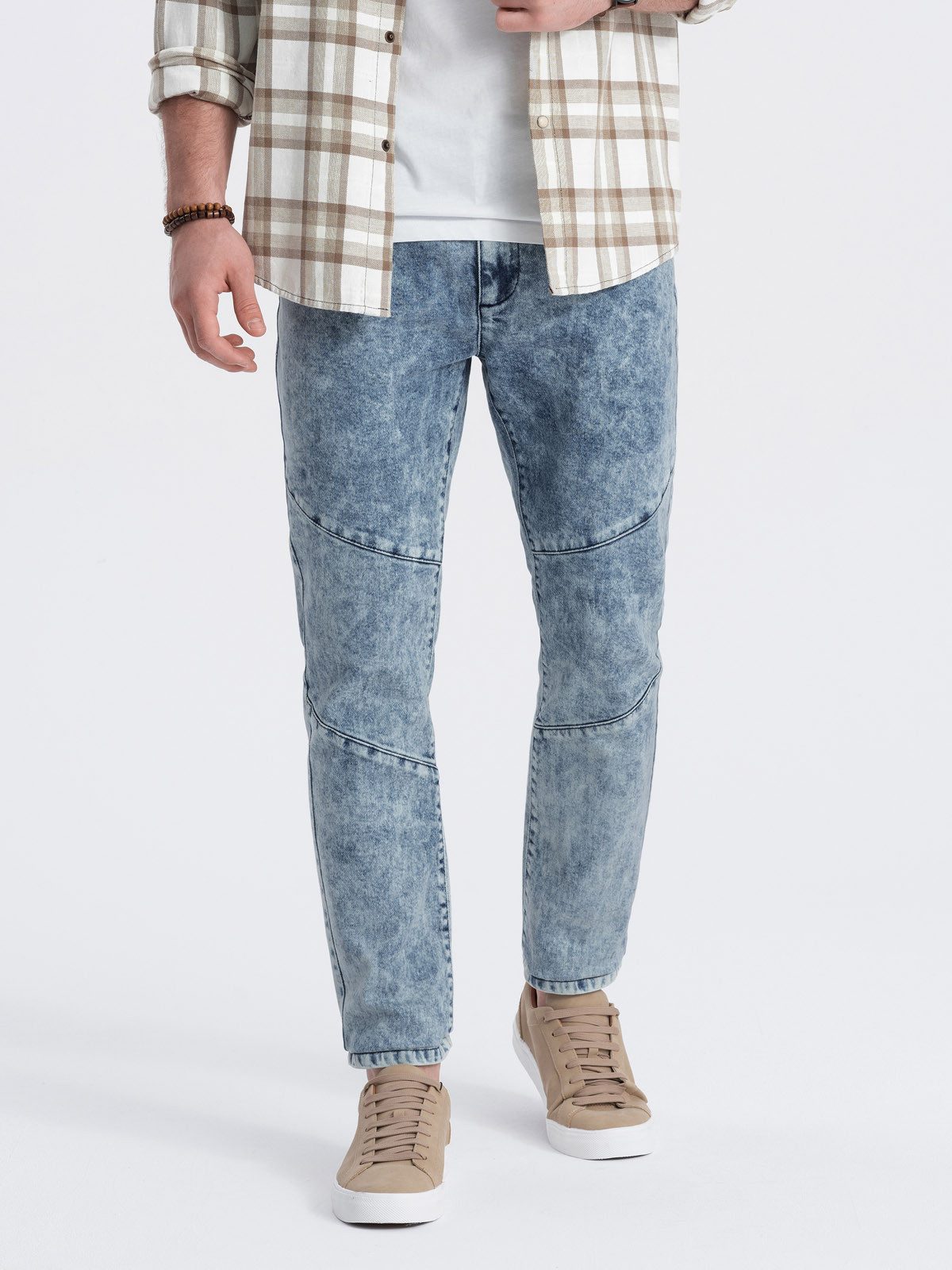 OMBRE Slim-fit-Jeans Jeanshose für Herren mit Nähten an den Knien