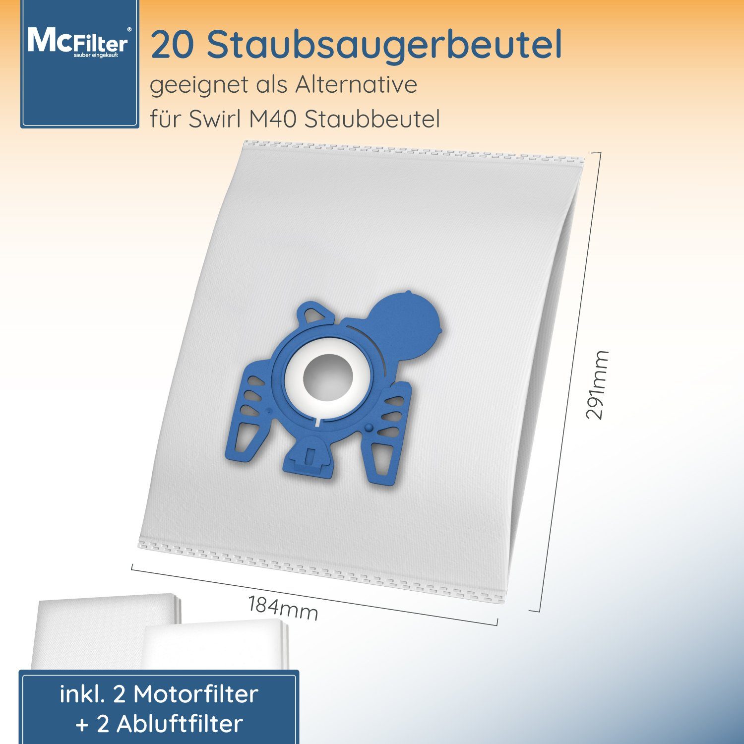 20 10 40 x Staubsaugerbeutel Filter für MIELE kompatibel Swirl M 40 M40