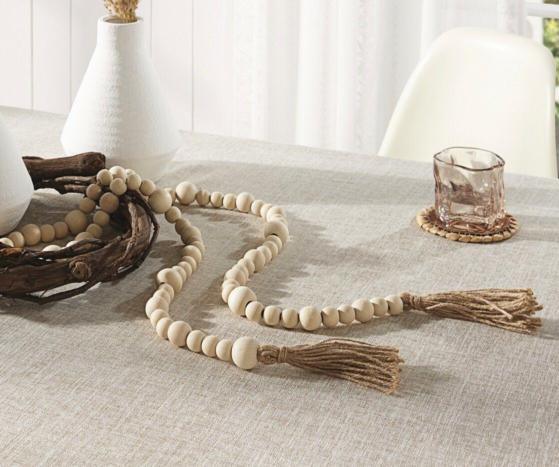 Home-trends24.de Dekokugel Girlande Boho Holz Deko Dekoration Tischdeko 183 cm Lang Kugeln