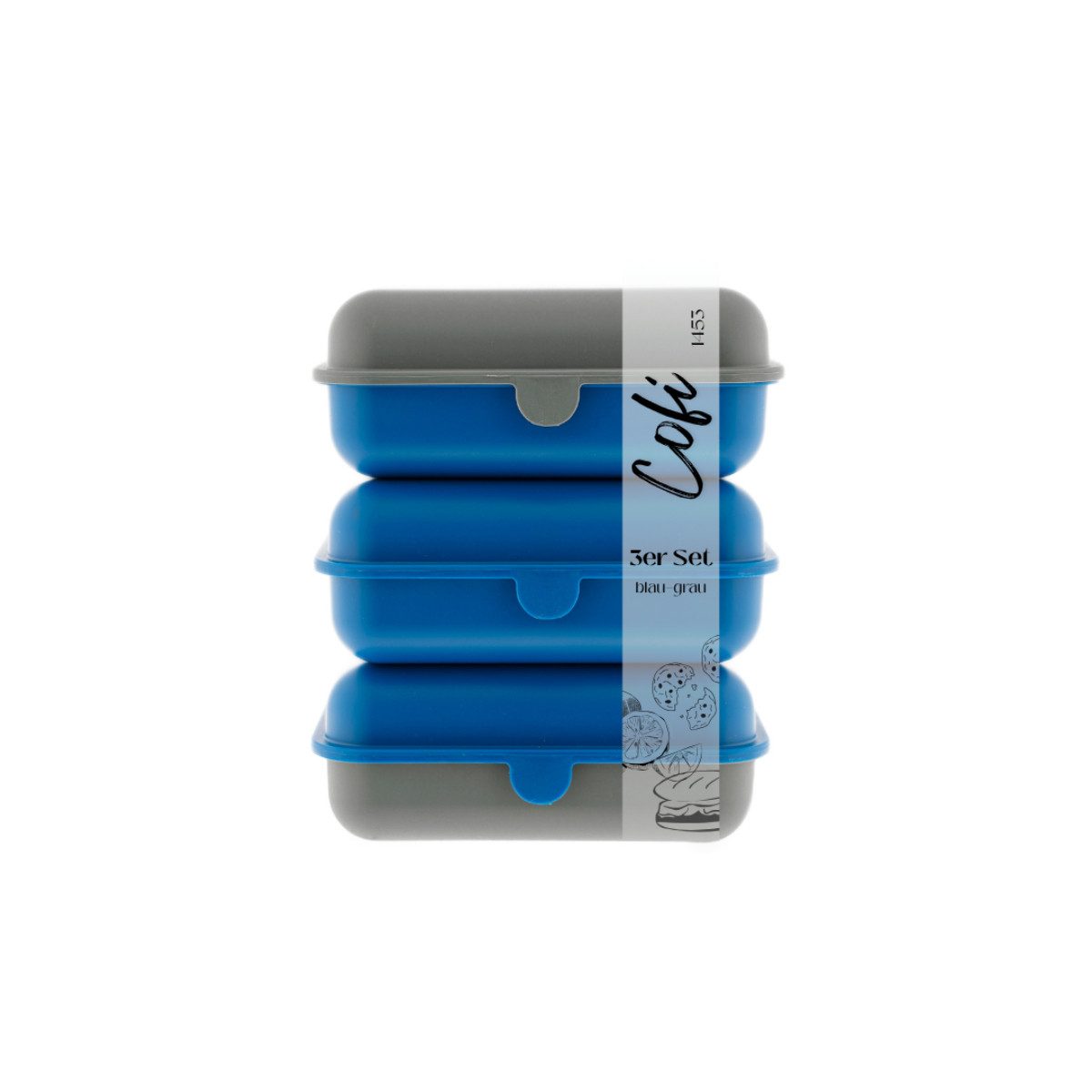 COFI 1453 Lunchbox Brotdosen 3er-Set Frühstücksbox spülmaschinenfest, stapelbar, 1000 ml, Kunststoff, (3-tlg., 3er Set), Made in Germany