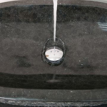 wohnfreuden Aufsatzwaschbecken Andesit Steinwaschbecken MARA 70 cm schwarz (Kein Set), 5_101512