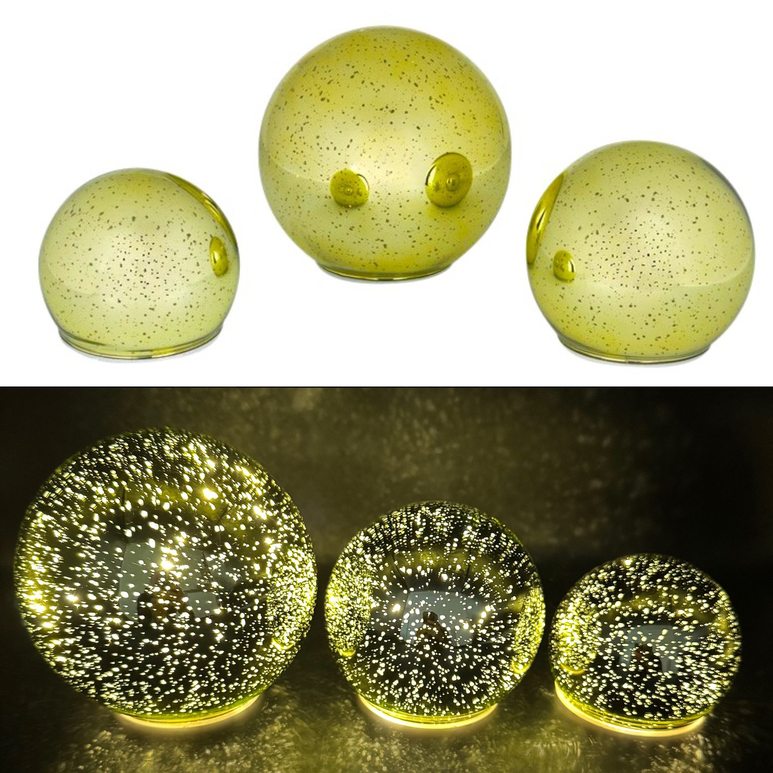 Online-Fuchs LED Dekolicht - 3er Set Glaskugeln mit LED-Lichterkette & Time günstig online kaufen