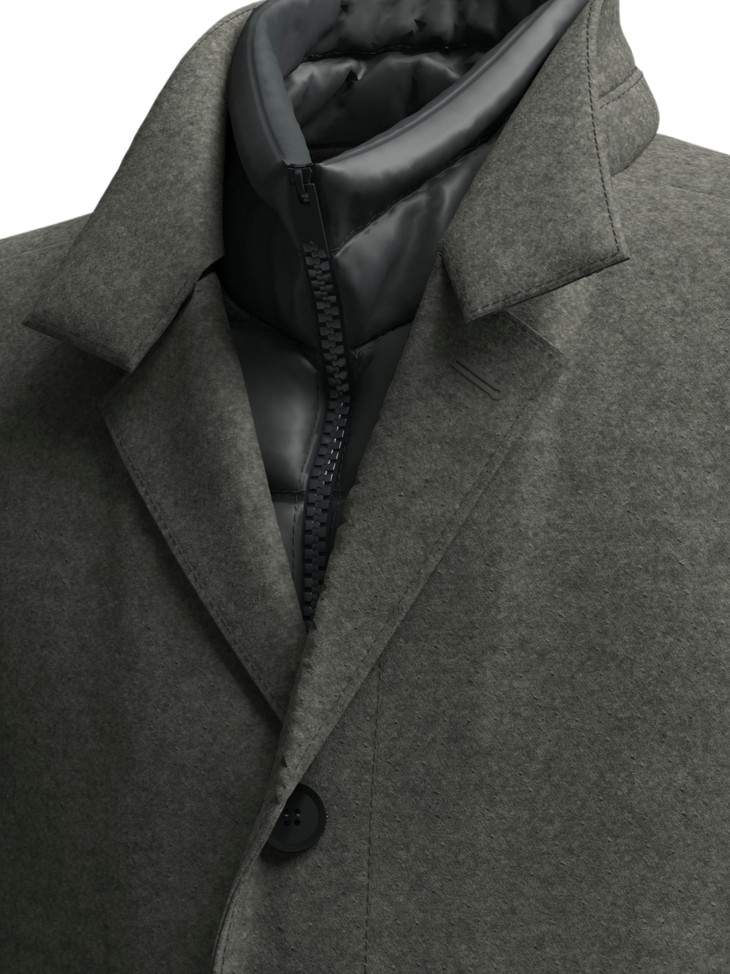 Strellson Langmantel grau,Outdoor,Wolle,Meliert,Stehkragen,Lang,Regular Fit