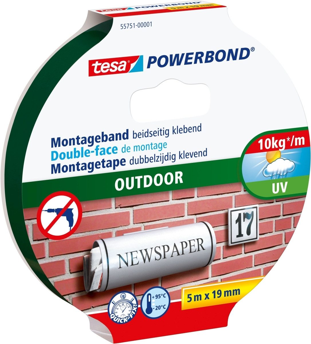 tesa Klebepad Montageband Powerbond Outdoor 19mmx5m (10 Stück)