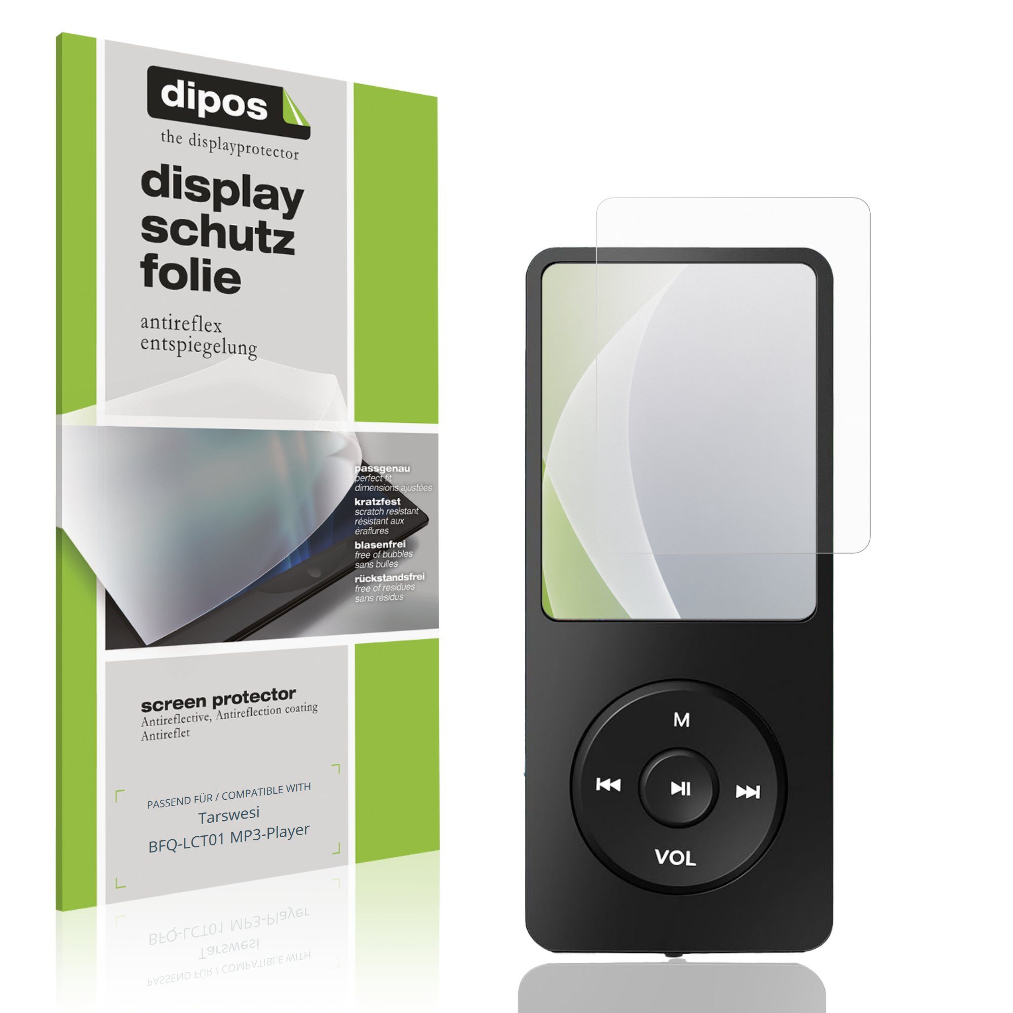dipos Displayschutzfolie Schutzfolie für Tarswesi BFQ-LCT01 MP3-Player, 4 Stück, Displayschutz Schutz Folie Made in Germany