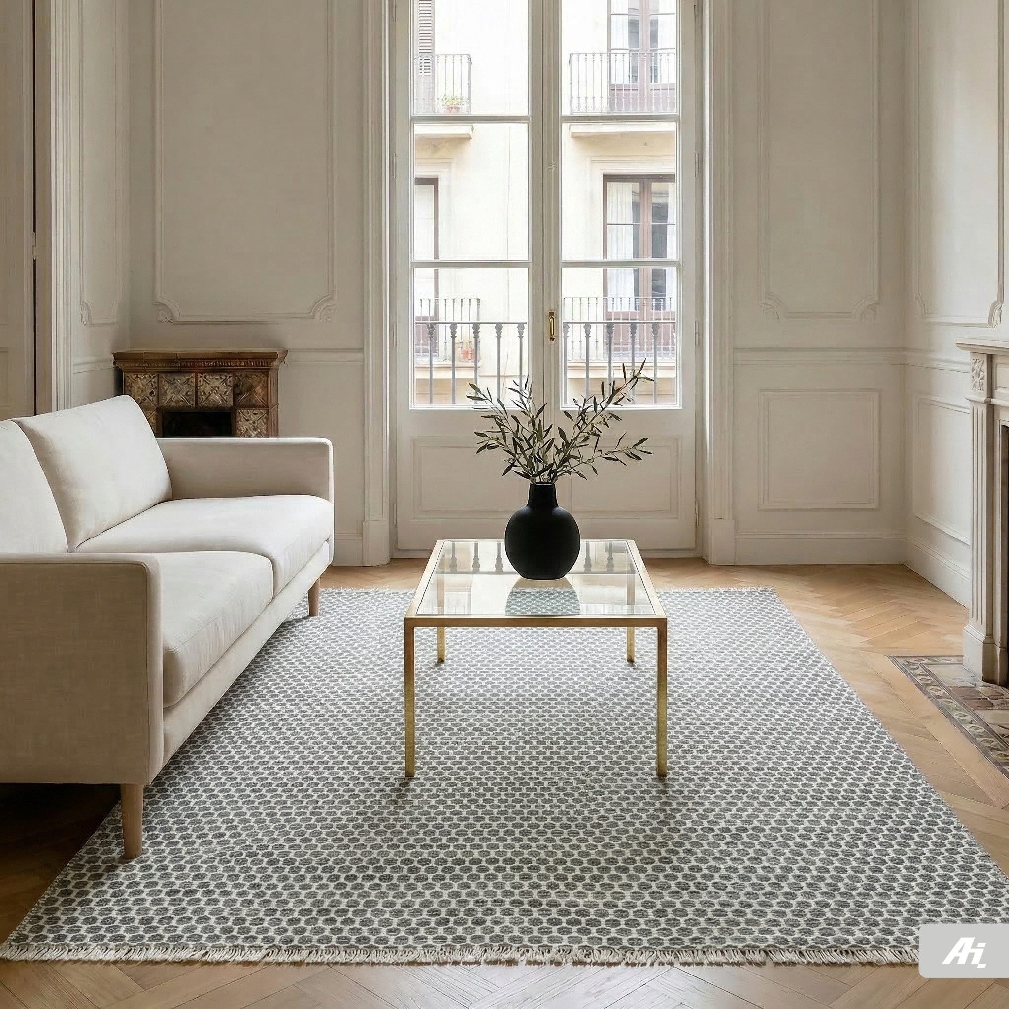 Carpet Avenue Teppich Kelim Morris - Schwarz / Grau 230x160, Rechteck, Höhe: 4 mm