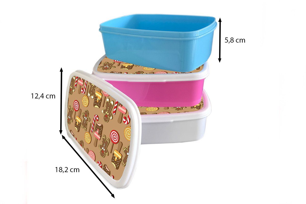 Süßigkeiten Kunststoff für Lunchbox Kinder, (2-tlg), rosa - MuchoWow - Brotdose Muster, - Kunststoff, Plätzchen Weihnachten Snackbox, Erwachsene, Brotbox Mädchen,