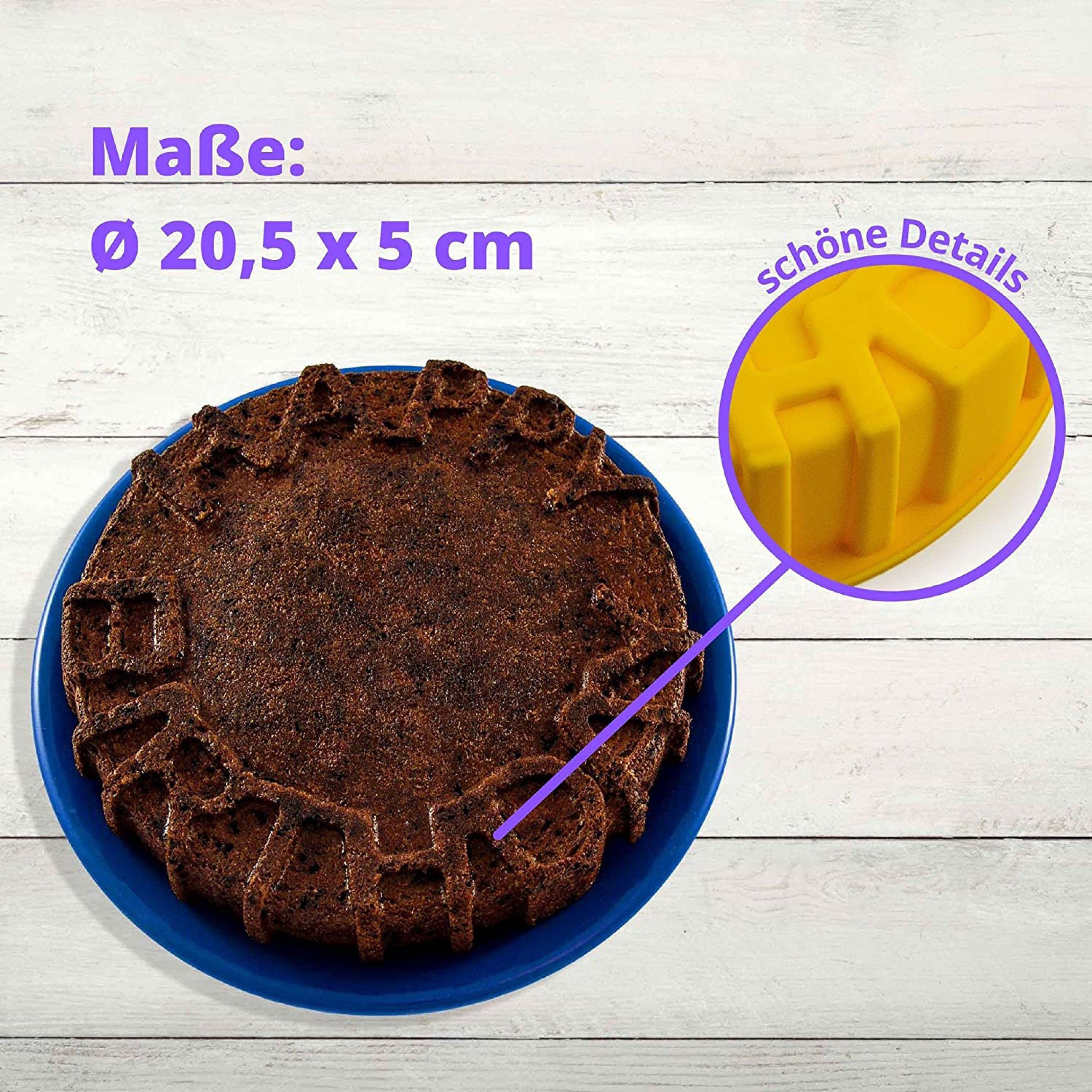 wisefood Silikonform 1-tlg., Silikonform Kuchen - gelb "Happy Birthday" Ø 20,5cm, (1-tlg)
