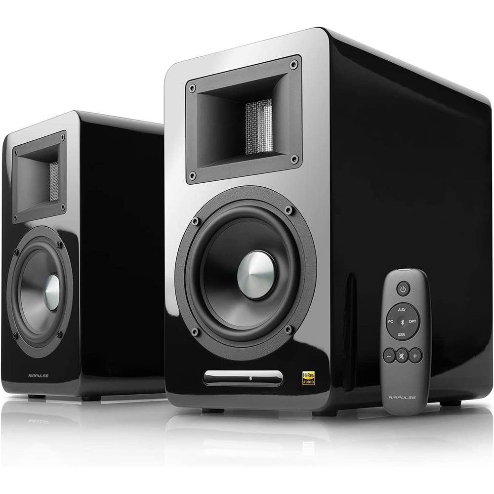 Edifier® AIRPULSE A100 Regal-Lautsprecher 2.0 (Bluetooth, 100 W, Bändchen-Hornhochtöner für präzise und klarste Höhen, inkl. Fernbedienung)