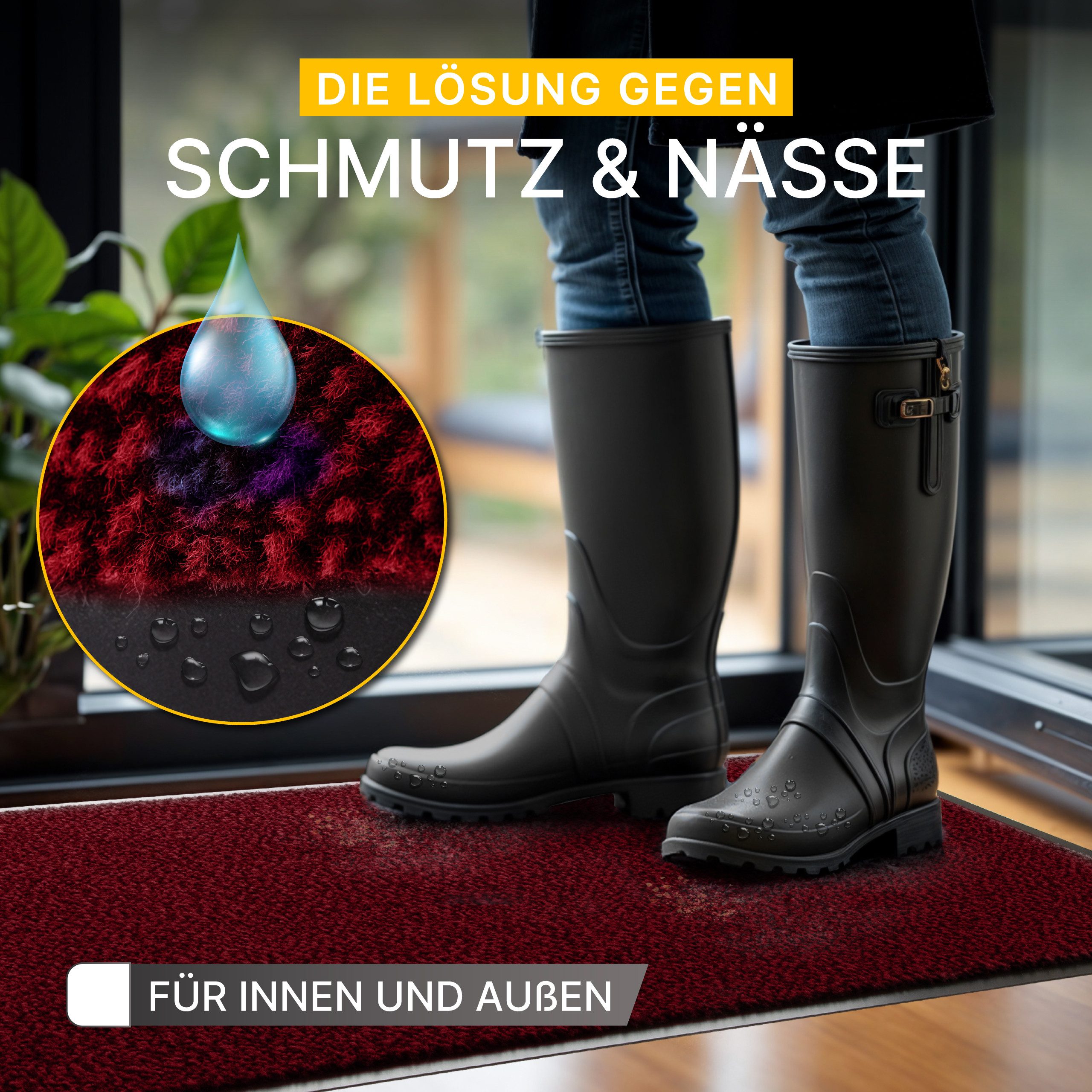 Entrando Fußmatte FIEL, Rechteckig, Höhe: 7 mm, Schmutzfangmatte Innen & Außen waschbar rutschfest dünn saugstark – Bild 3 von 5