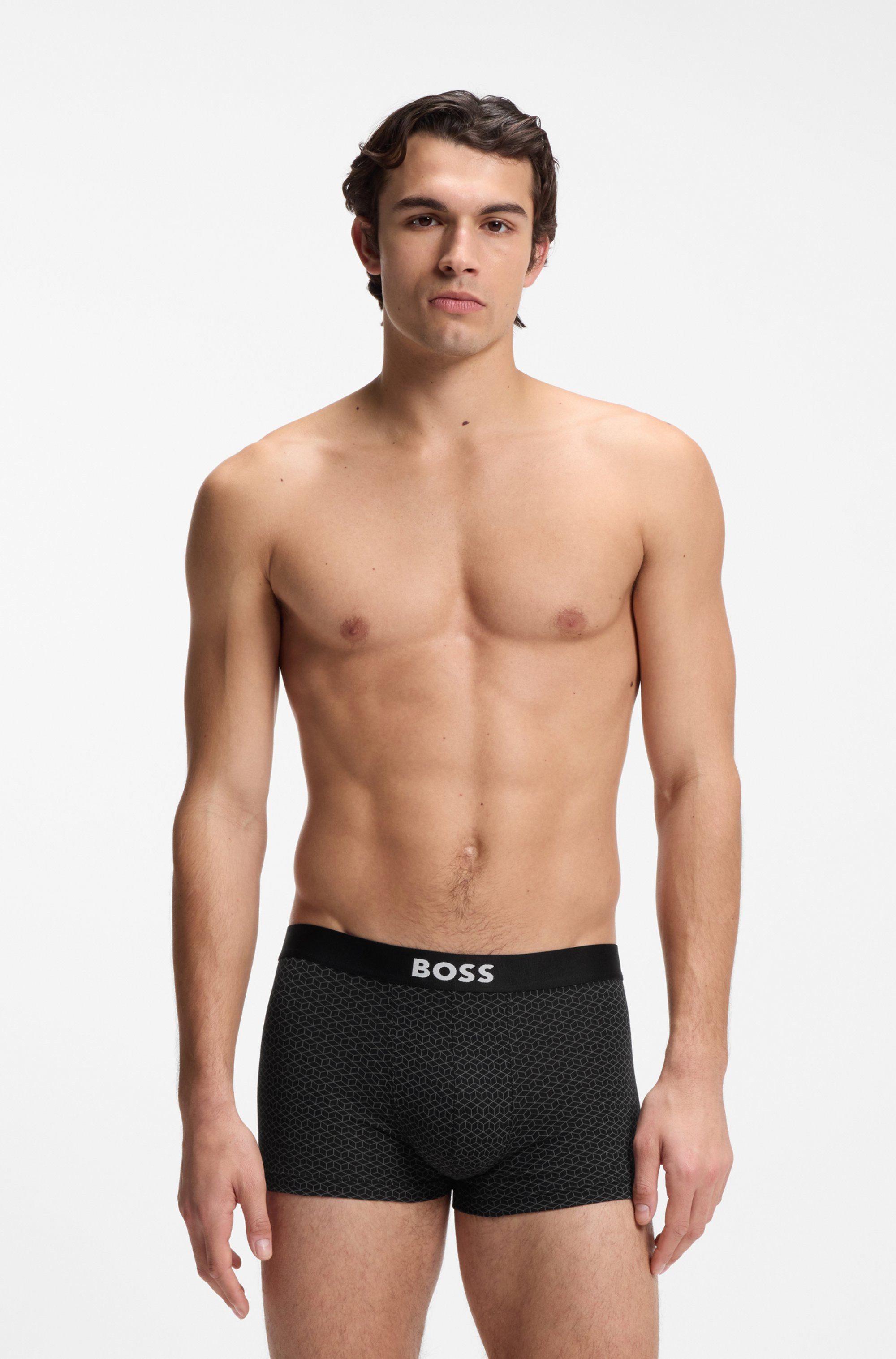 BOSS Trunk Trunk 3P BOSS ONE (3-St) mittlere Bundhöhe, 1x gemustert, 2x unifarben