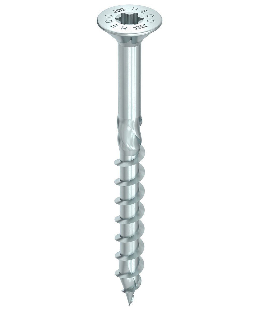 HECO Schrauben mm Frästaschen), (Stahl mit 200 TOPIX-plus, verzinkt, weiß St., 6x70 Spanplattenschraube Senkkopf