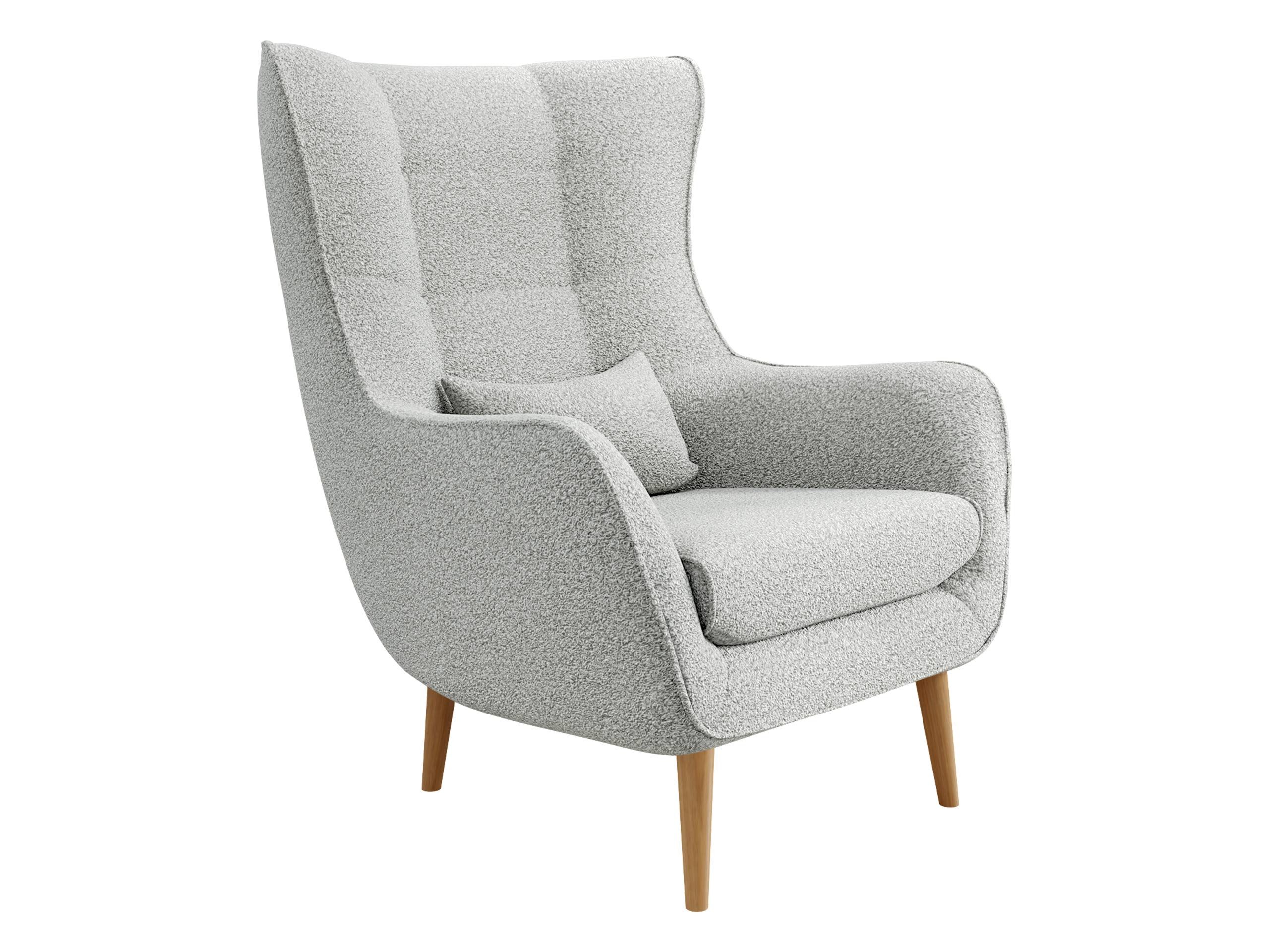 MIRJAN24 Sessel Estjano Boucle, Füße aus Buchenholz, Fußbank als Option