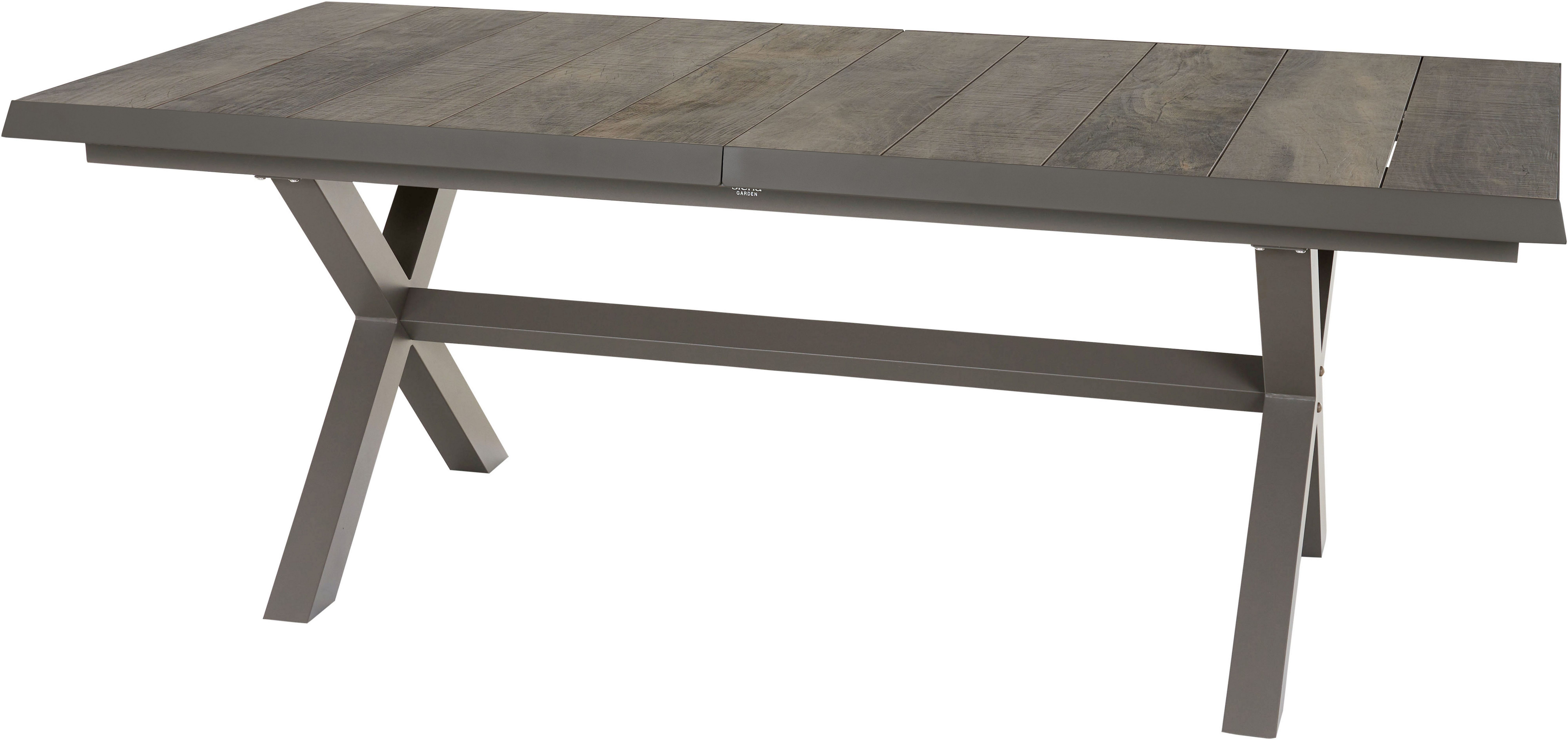 Siena Garden Gartentisch »Sincro« Ausziehtisch 200-260x100cm mit Keramikleisten, einfacher Synchronauszug