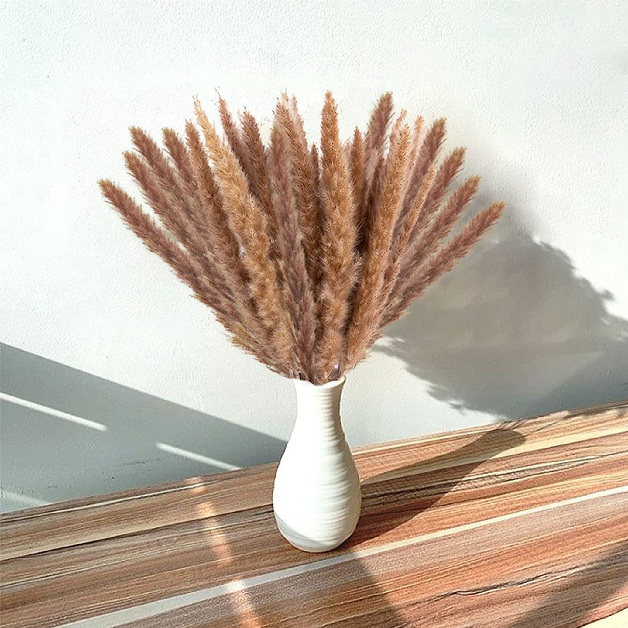Trockenblume Trockenpflanzen, Pampasgras getrocknet, Schilfgras Deko 30 Stücke 44cm