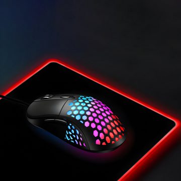 Retoo Gaming Mauspad Mousepad RGB Gaming Pad Anti-Rutsch 250 x 350 mm Maus Beleuchtung LED (Set, Gaming-Mauspad, USB-Kabel), LED-Hintergrundbeleuchtung, Portabilität, Hochwertige Materialien