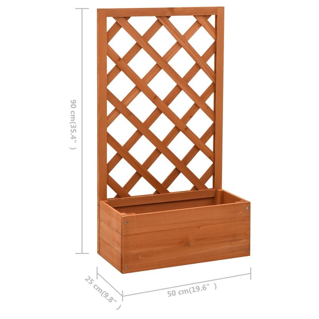 St) vidaXL Orange mit Blumentopf (1 50x25x90 Blumenkasten Tannenholz cm Garten-Spalier