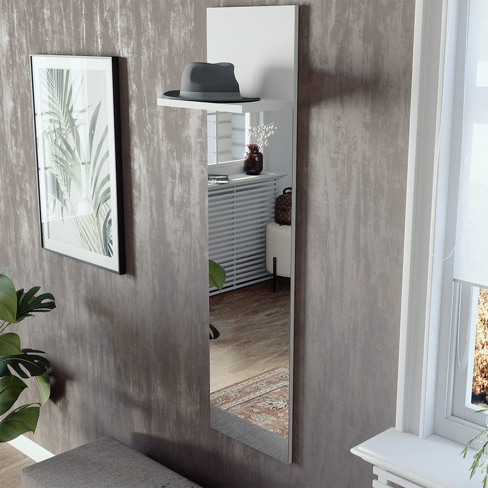 Vicco Garderobenschrank Siri, Weiß, 36 x 135 cm mit Spiegel (1-St)