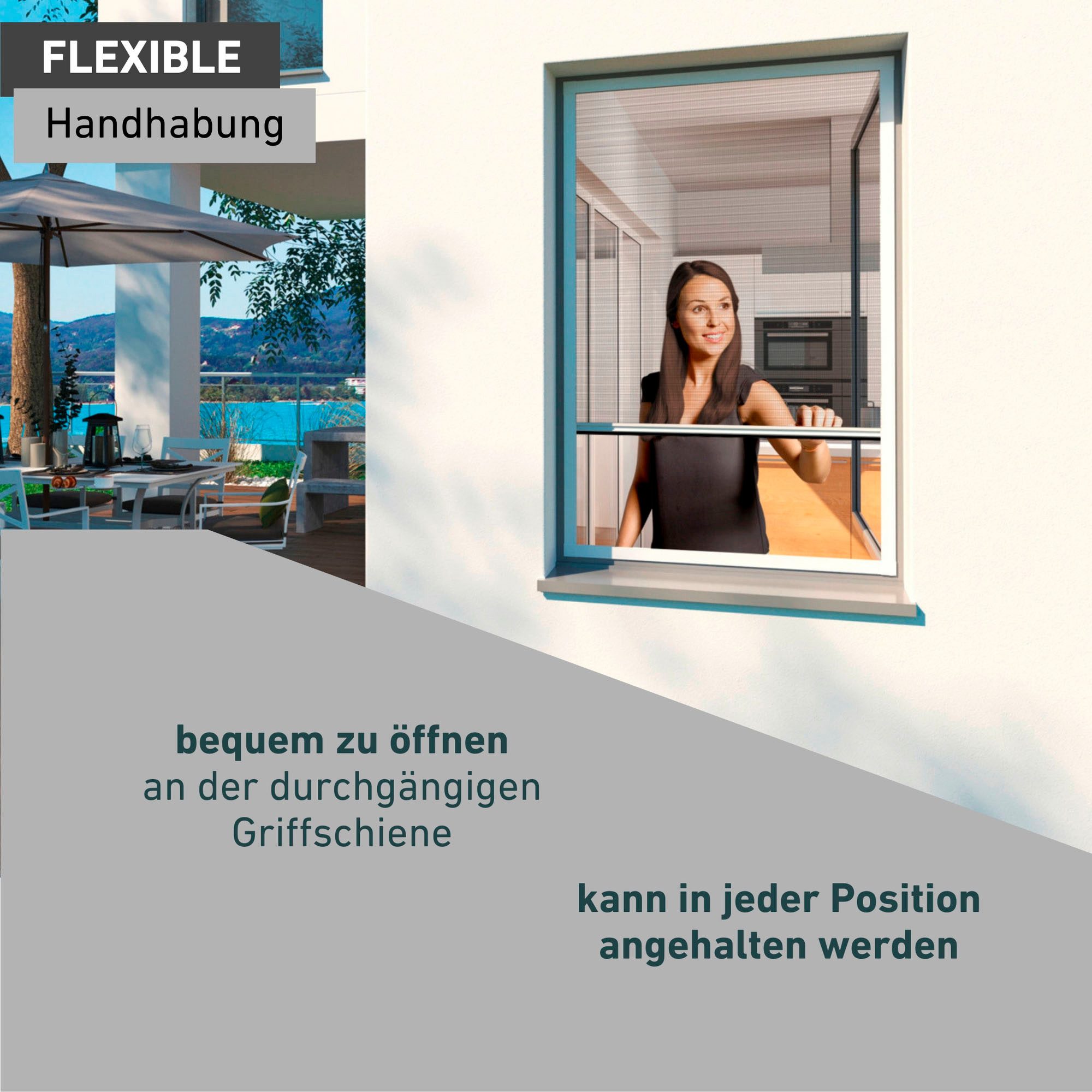 Windhager Insektenschutzplissee Plisseefenster ULTRA FLAT, halbtransparent, ohne Bohren, verspannt, Klemmfix, Insektenschutz Plissee für Fenster ohne bohren 100 x 120 cm, weiß