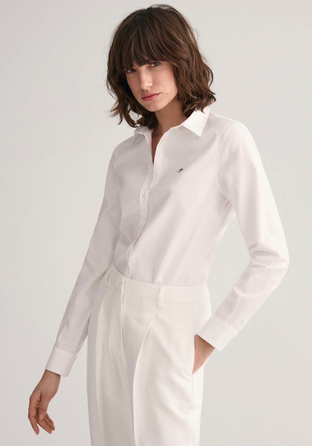 Langarmbluse New Slim Stretch Oxford Blouse