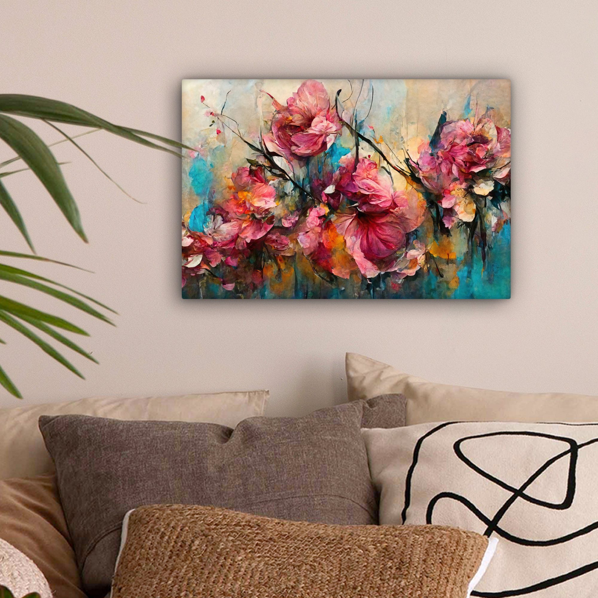 OneMillionCanvasses® Leinwandbild Kunst - Blumen - Rosa - Rosen - Natur, Fo günstig online kaufen