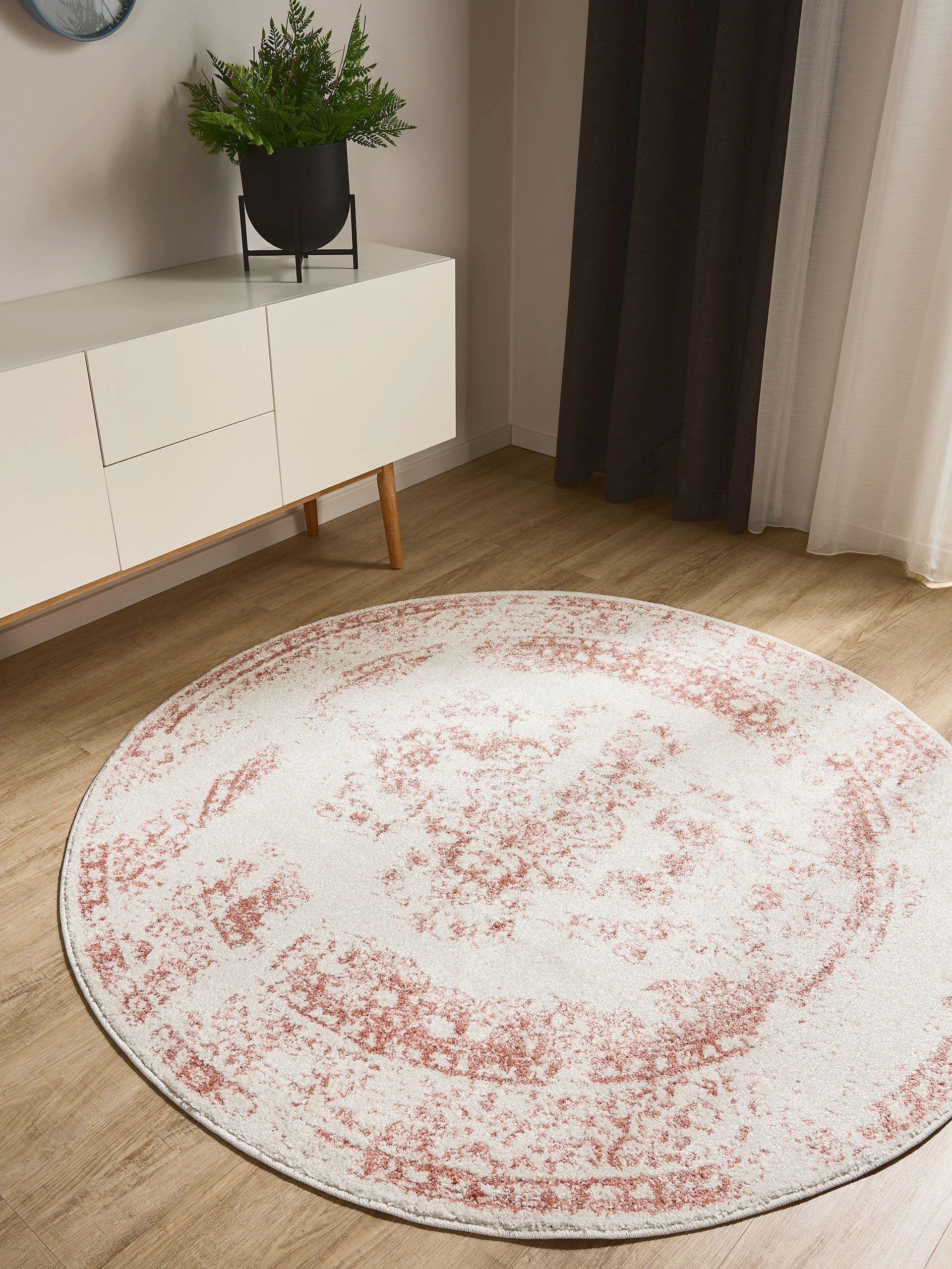 benuta Teppich Sia, rund, Höhe: 6 mm, Vintage-Look, Kurzflor, Retro Teppich Wohnzimmer, Schlafzimmer