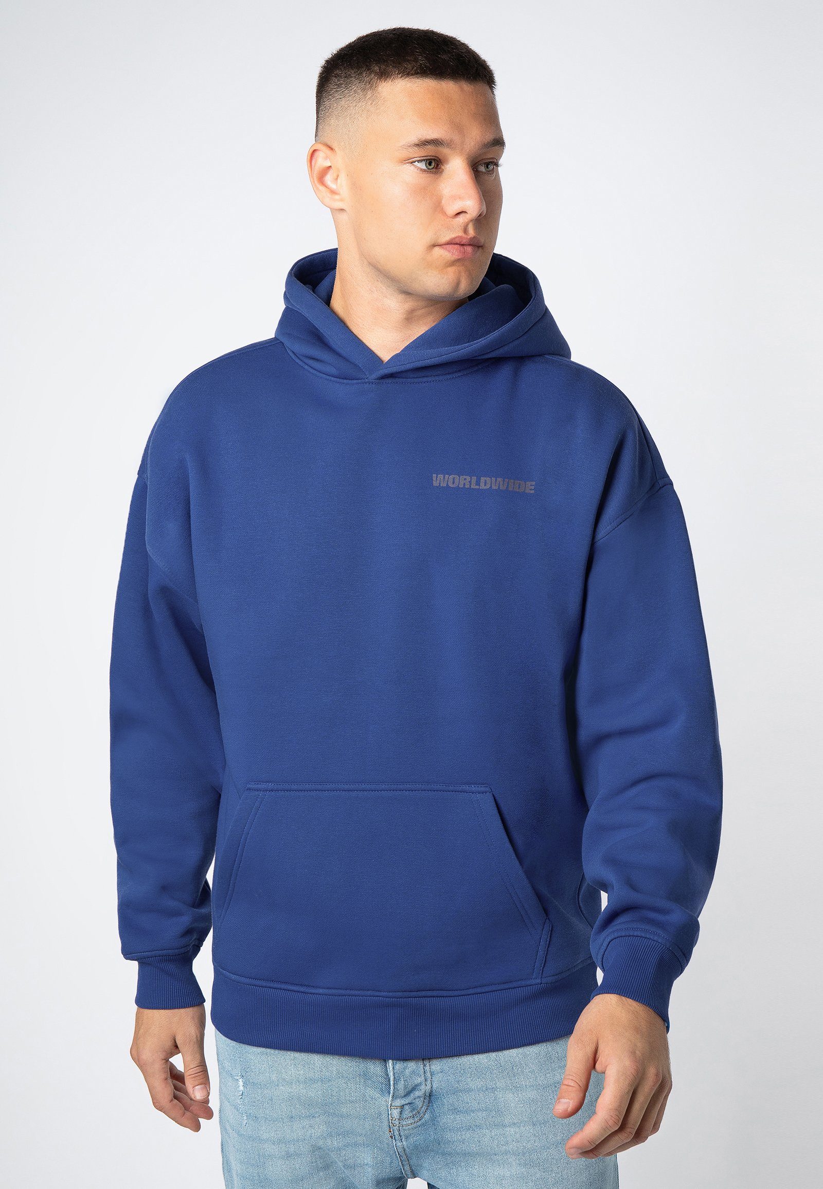 SUBLEVEL Hoodie Sweathoodie WORLDWIDE blue | Sweatshirts