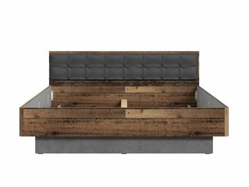 Moebel-Eins Futonbett, CASSIA Doppelbett 180x200 cm, Material Dekorspanplatte, Old Wood Vintage/betonfarbig