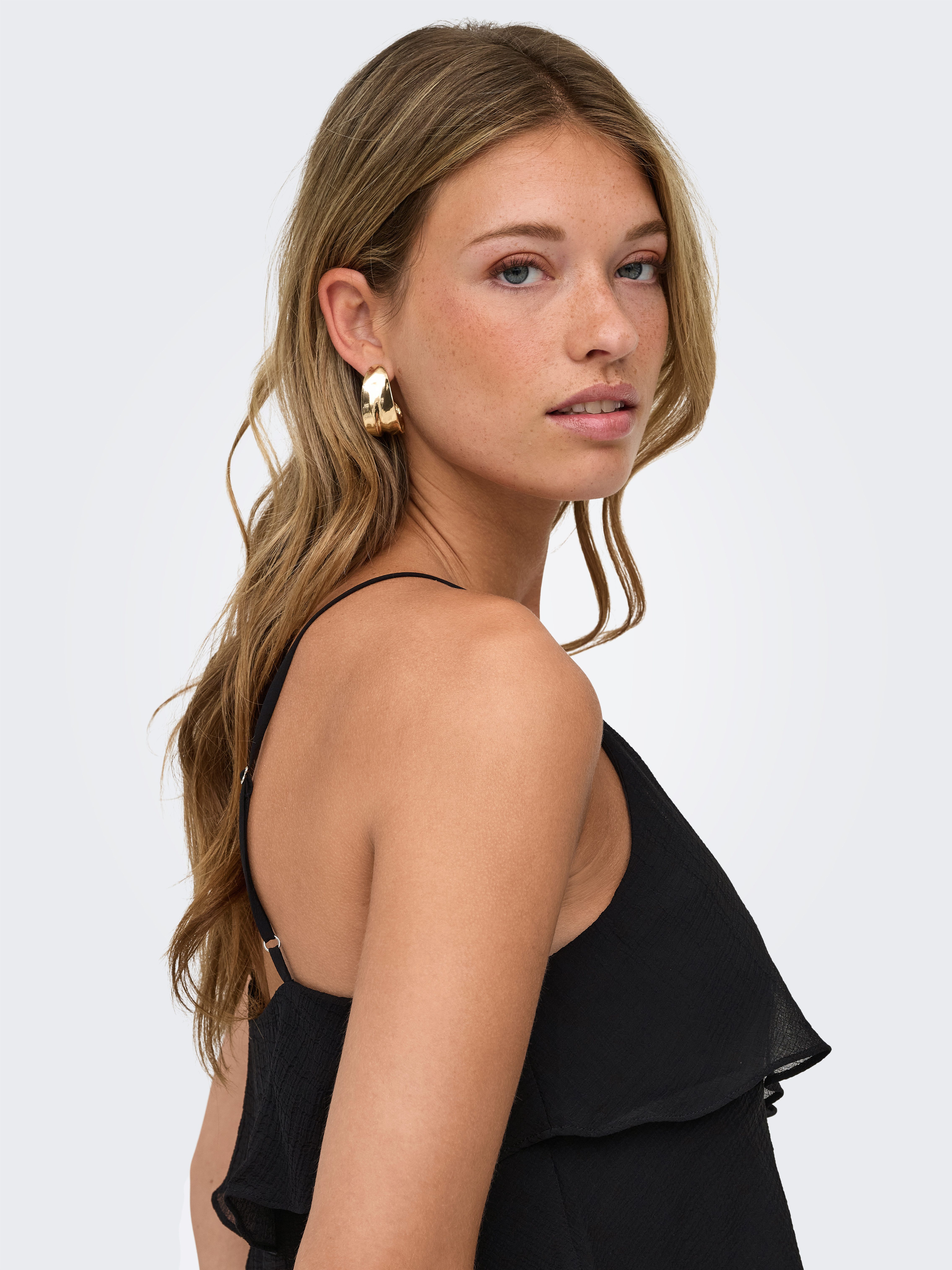 ONLY Trägertop ONLLINN LIFE FLOUNCE SINGLET WVN NOOS Kunstfaser, regular fit – Bild 3 von 5