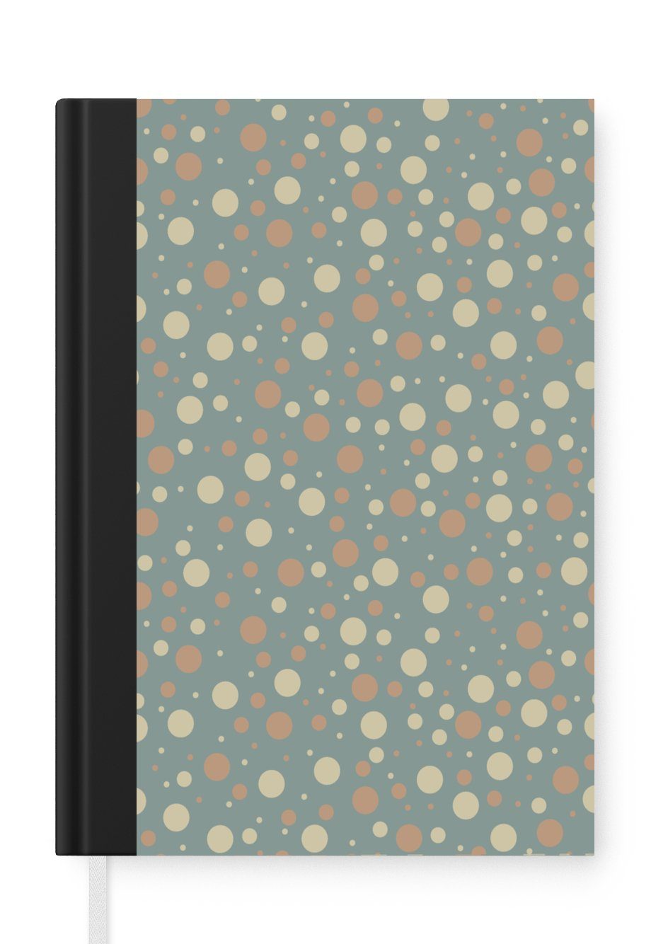 MuchoWow Notizbuch Polka dots - Muster - Grau, Journal, Merkzettel, Tagebuch, Notizheft, A5, 98 Seiten, Haushaltsbuch