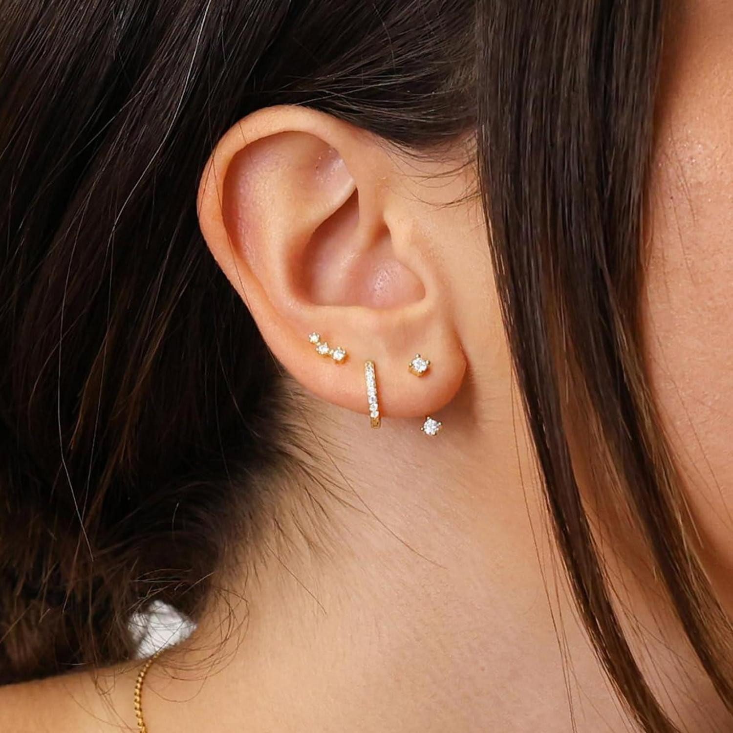 LuxusKollektion Schmuckset Ohrringe Silber 925 14K Vergoldet Damen Klein Cr günstig online kaufen