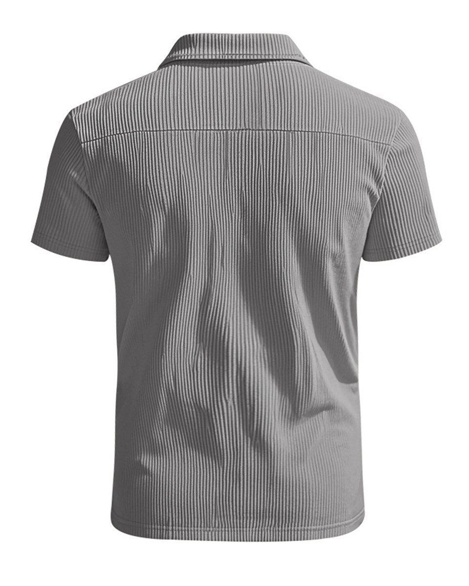 Allthemen Poloshirt mit Cord-Struktur Halbzip Kurzarmshirt günstig online kaufen