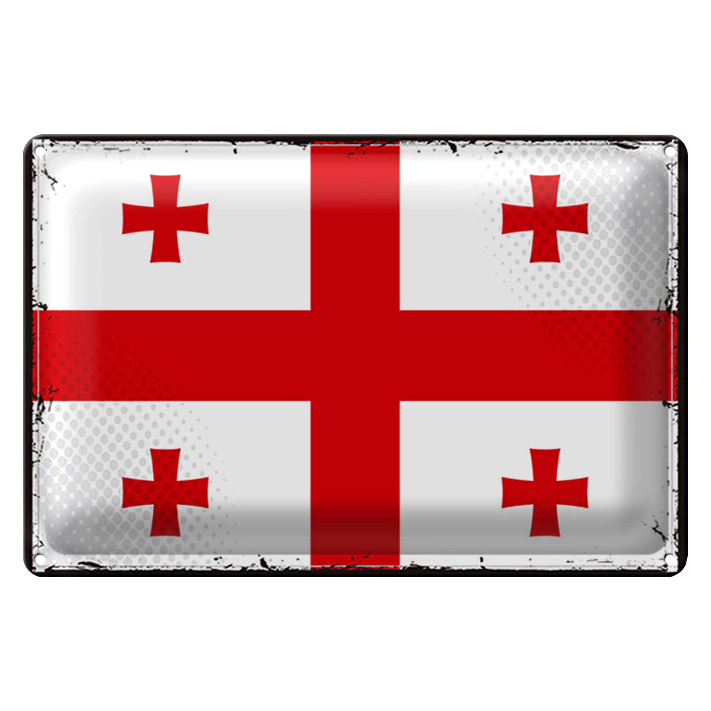 Roomando Metallschild Blechschild Flagge Georgien 30x20cm Retro Flag of Georgia