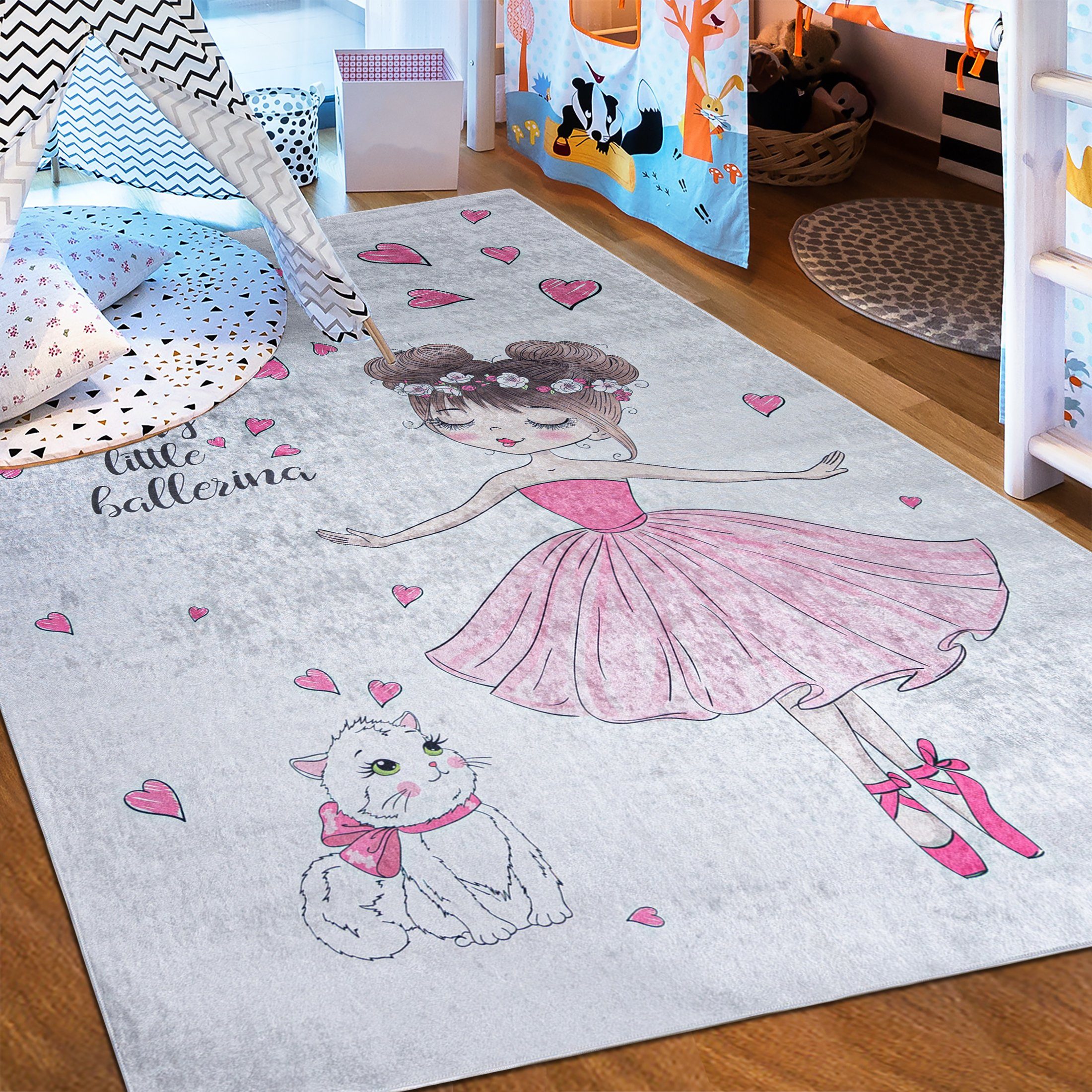 Mazovia Kinderteppich Kinderteppich Kinderzimmerteppich Ballett Ballerina, günstig online kaufen