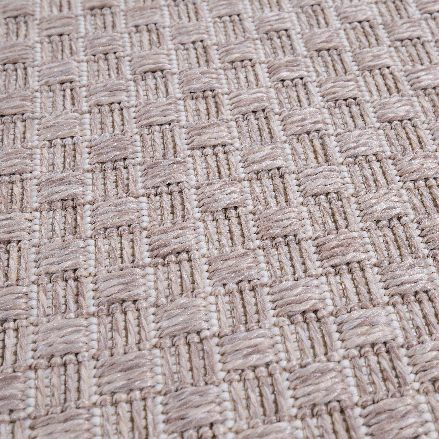 geeignet, mm, beige meliert, Teppich Waregem Home, 623, Wohnzimmer Flachgewebe, In- Outdoor Höhe: und Paco rechteckig, 4