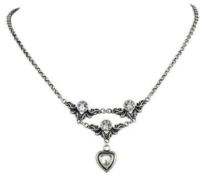 LUISIA® Kette mit Anhänger »Halskette "Isabel" mit Herz und Kristallen von Swarovski®« (inkl. Schmuckbox)