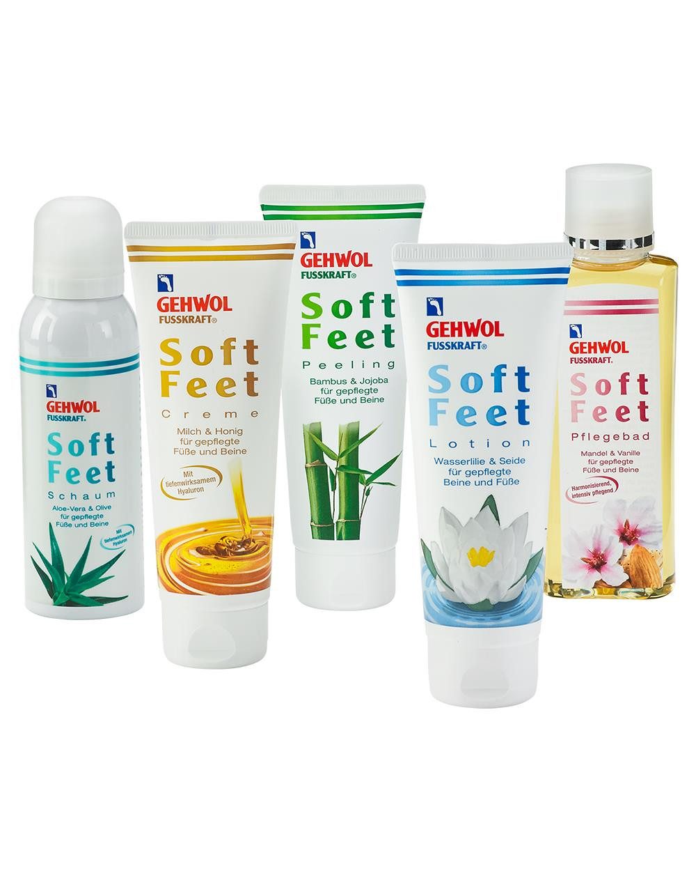 Eduard Gerlach GmbH Fußcreme Gehwol Fusskraft Soft Feet Lotion mit Wasserlilie und Seide für glatte Packung, zieht schnell ein und ist für Diabetiker geeignet