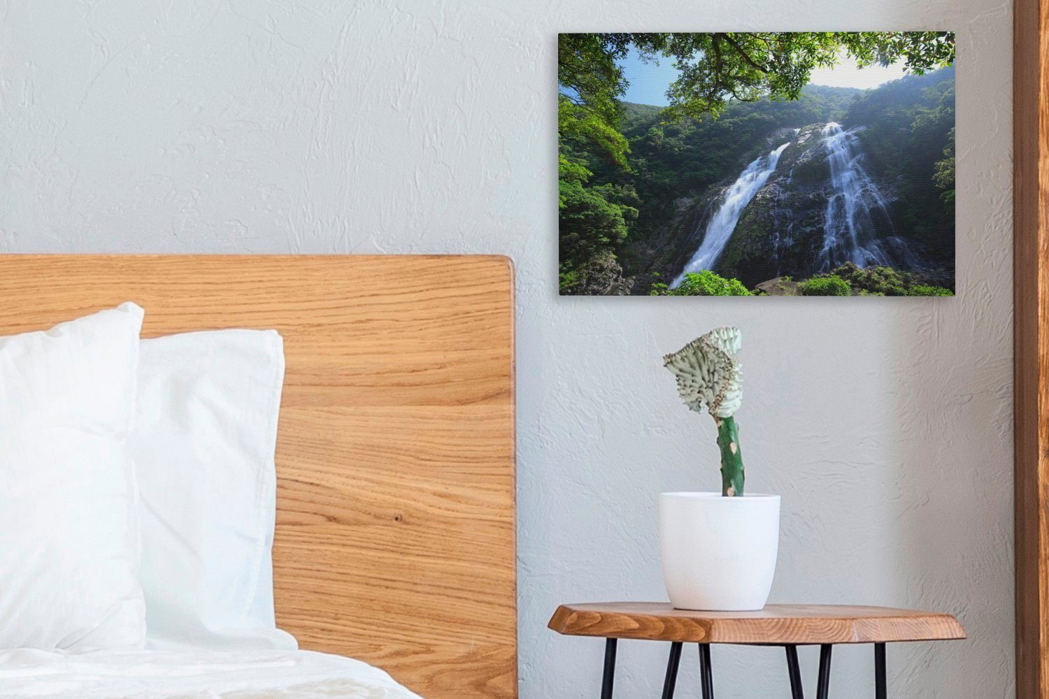 OneMillionCanvasses® Leinwandbild Ookawa-no-taki-Wasserfall auf Insel Yakushima, japanischen 30x20 Wandbild cm Aufhängefertig, Wanddeko, St), (1 der Leinwandbilder