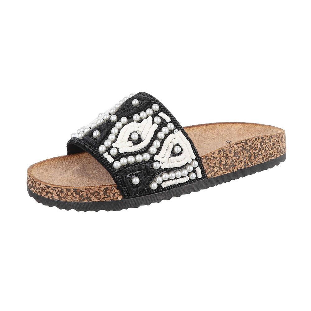 Ital-Design Damen Mules Freizeit Pantolette (86706659) Flach Pantoletten in Schwarz