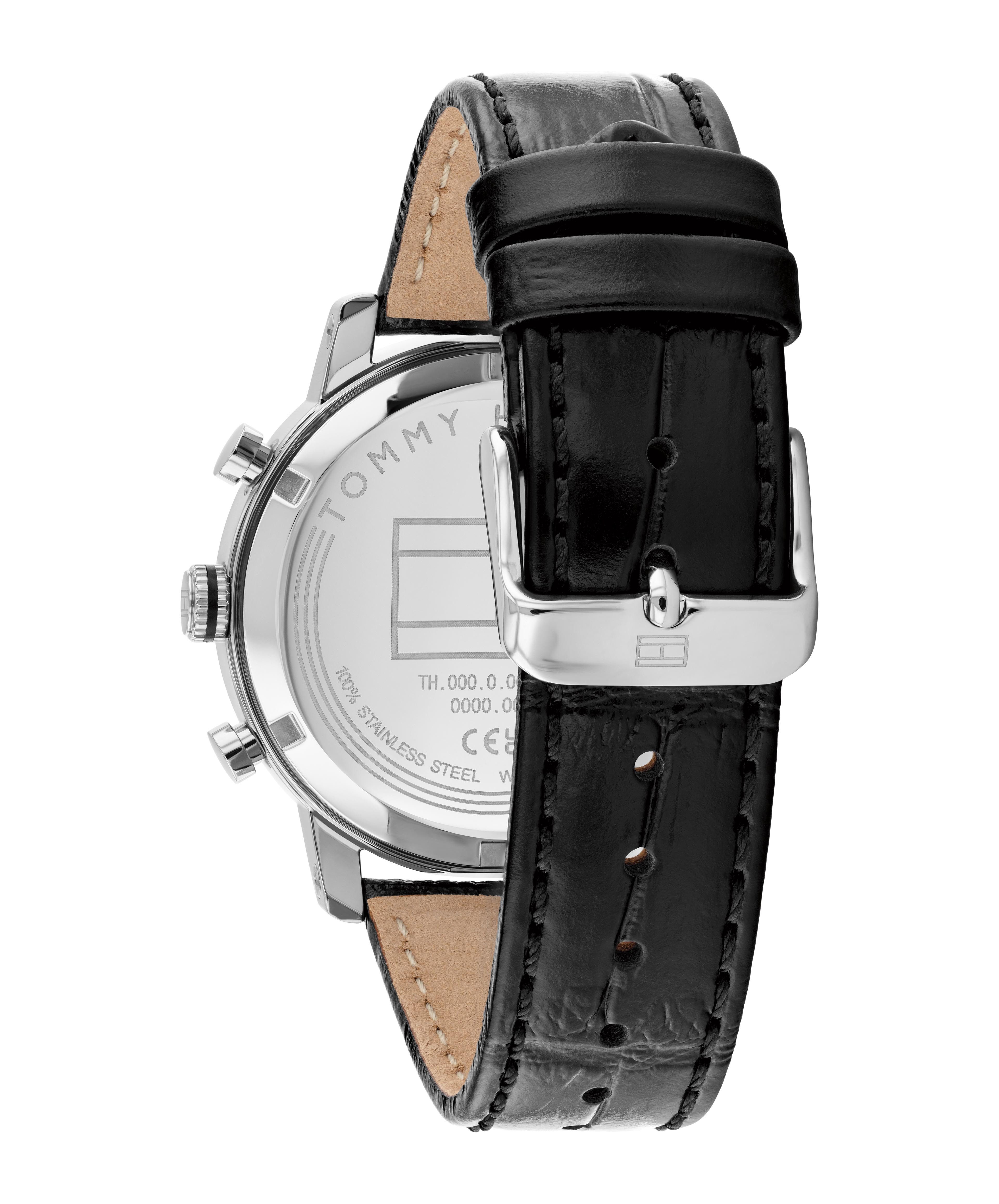 Tommy Hilfiger Multifunktionsuhr TH-OXFORD 1710725, Quarzuhr, Armbanduhr, Herrenuhr, Lederarmband, analog