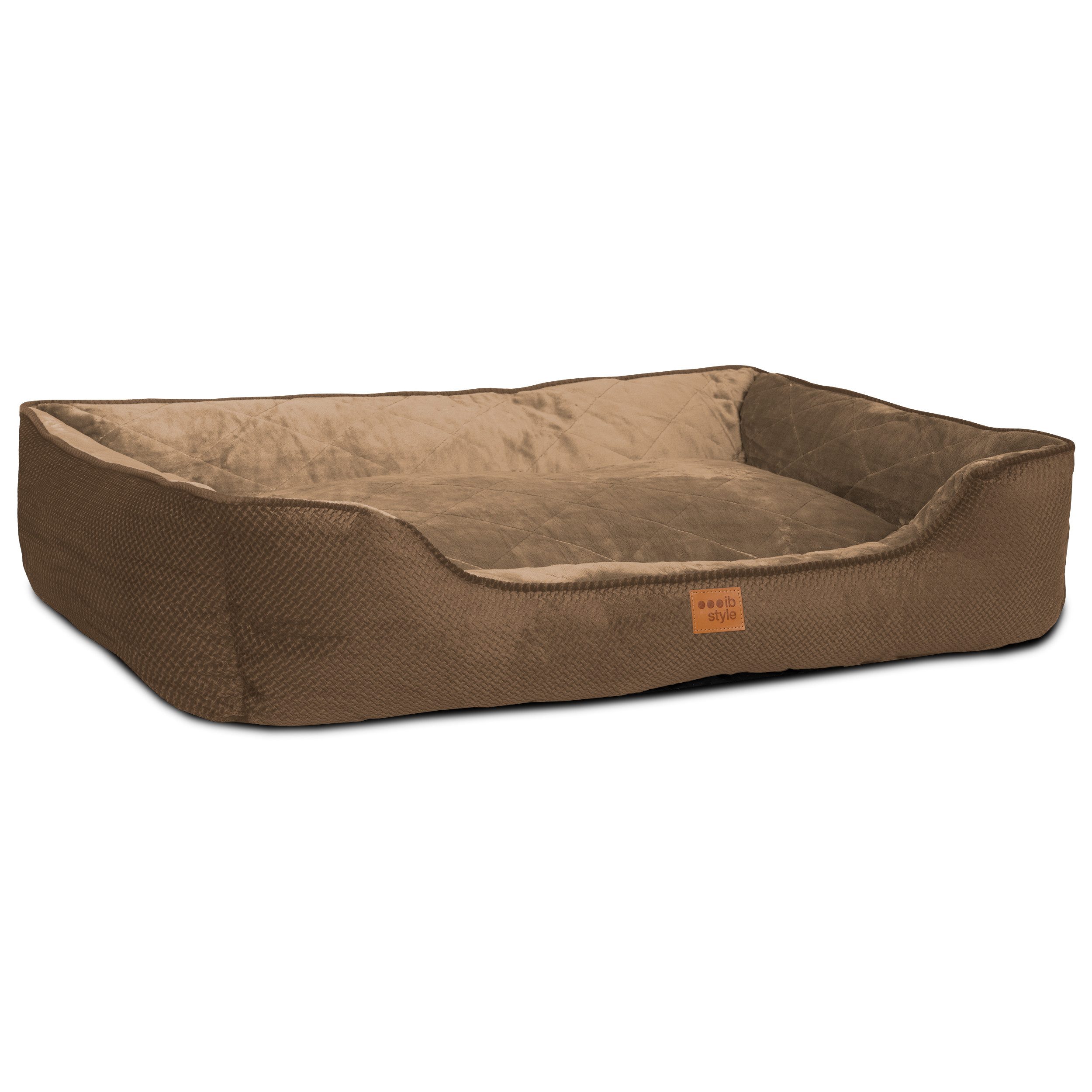 ib style Tierkissen Happy Milo L 100x80cm Braun, Körbchen - mit Reißverschluss - Anti-Rutsch Unterseite