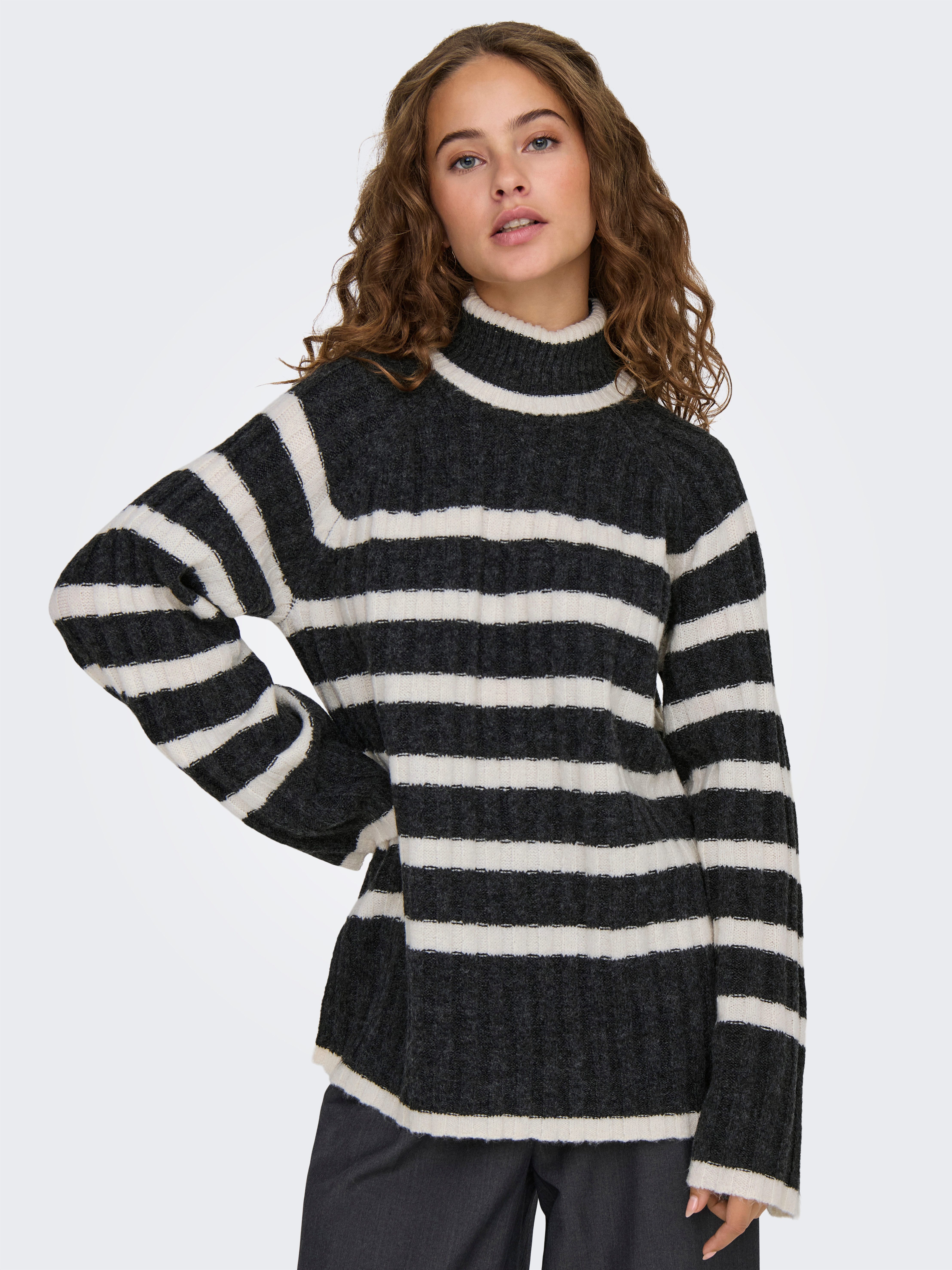 Rollkragenpullover JDYMILEY L/S LONG STRIPE PULLOV KNT NOOS