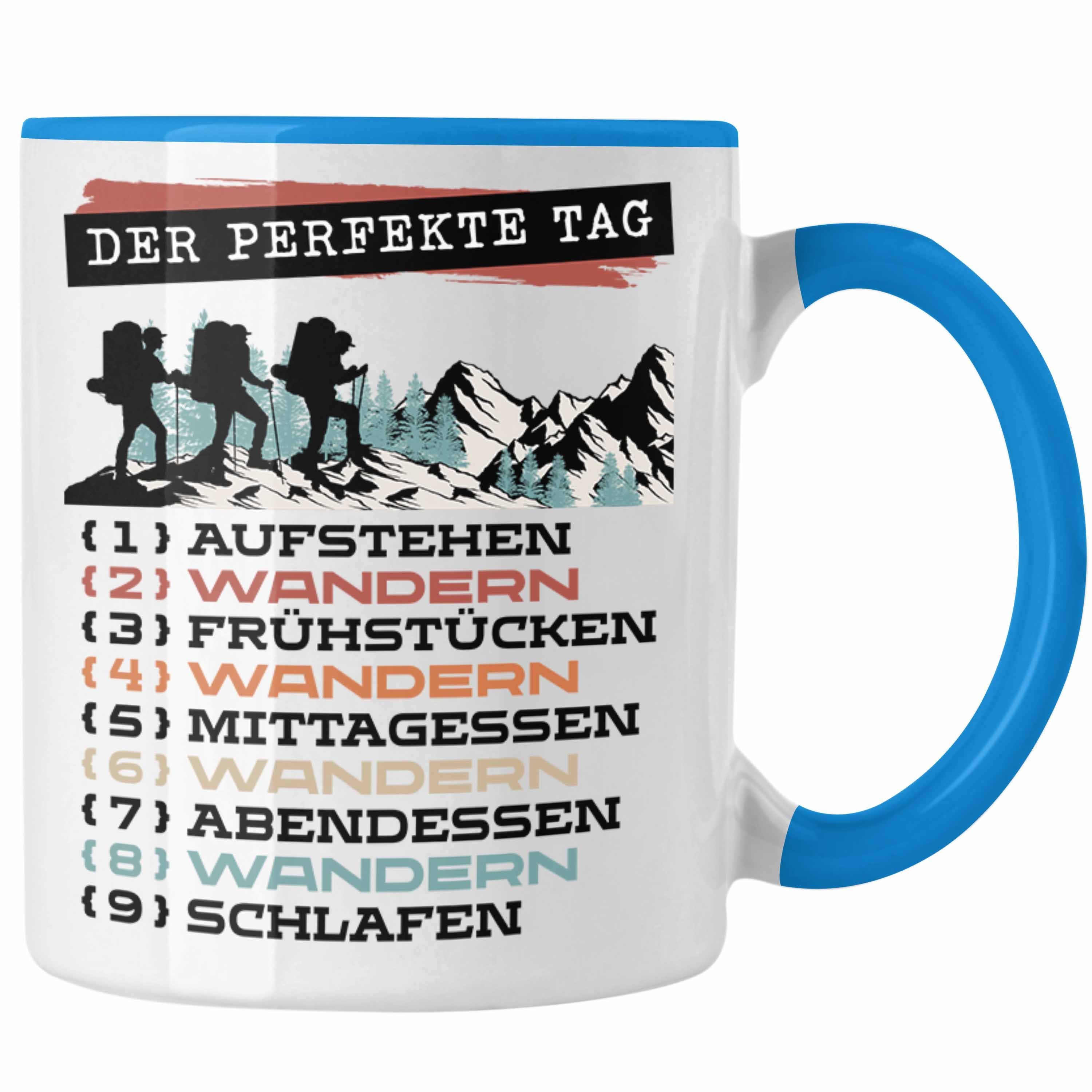 Trendation Tasse Trendation - Wandern Tasse Geschenk für Wander-Fans Berge Spruch Der P Blau