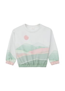 s.Oliver Sweatshirt Sweatshirt mit Allover-Print Raffung