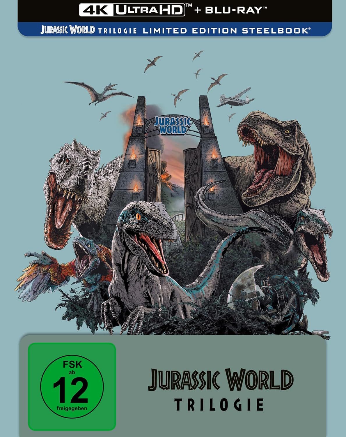 Universal Pictures Blu-ray 4K Ultra HD Jurassic World - Limited Ultimate Steelbook Trilogy 4k BluRay, (Box-Set, 1-St), Enthält Jurassic World, Das gefallene Kön – Bild 2 von 2